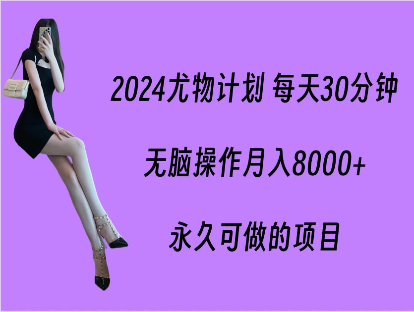 2024尤物计划 每天30分钟,无脑操作月入8000+,永久可做的项目