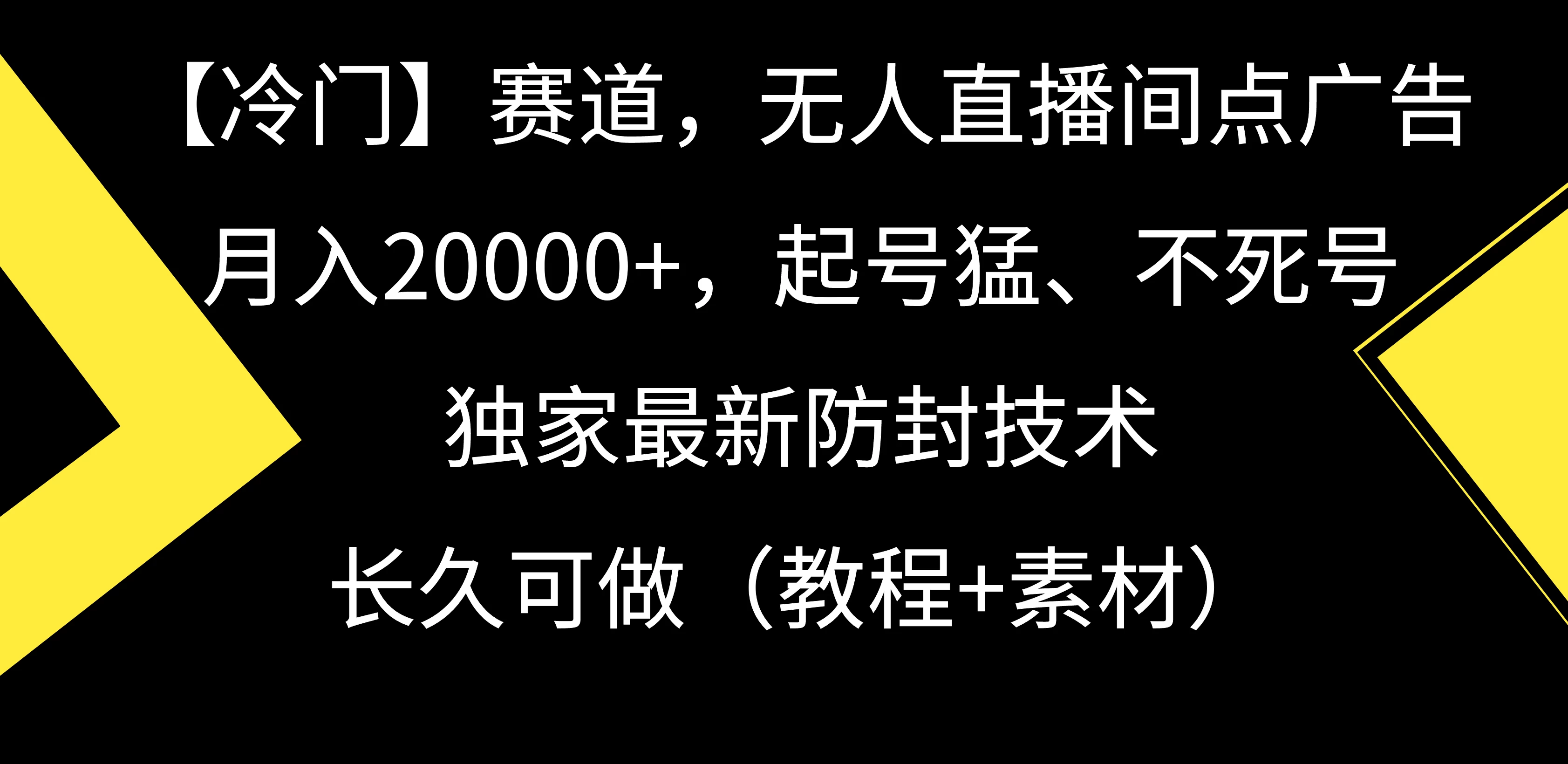 【冷门】赛道,无人直播间点广告,月入20000+,起号猛、不死号,独家最新防封技术,长久可做(教程+素材)