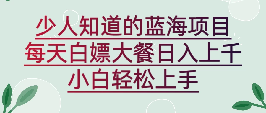 新蓝海长期项目,白嫖大餐日入上千,小白轻松上手