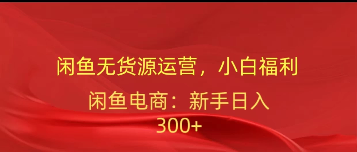 闲鱼无货源运营,小白福利,日入300+,轻松月入过万!