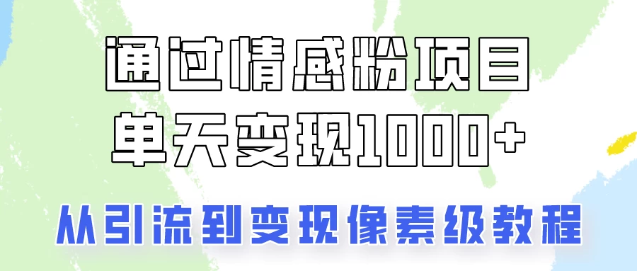 我是怎么通过情感粉项目单天变现1000+的,从引流到变现像素级教程