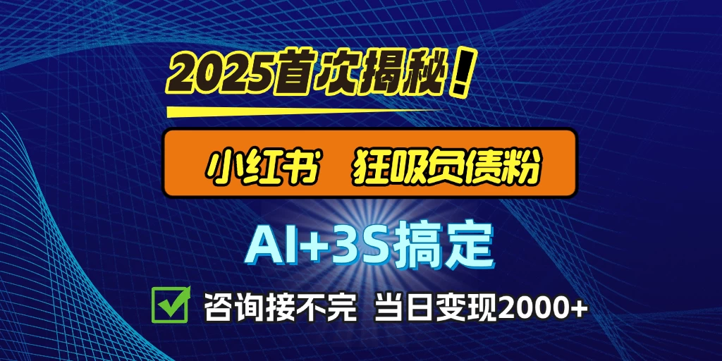 引流天花板：最新小红书狂吸负债粉思路，咨询接不断，日入2000+-讯领网创