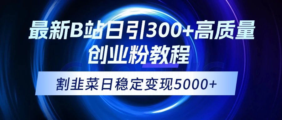 最新B站日引300+高质创业粉教程！“割韭菜”日稳定变现5000+！