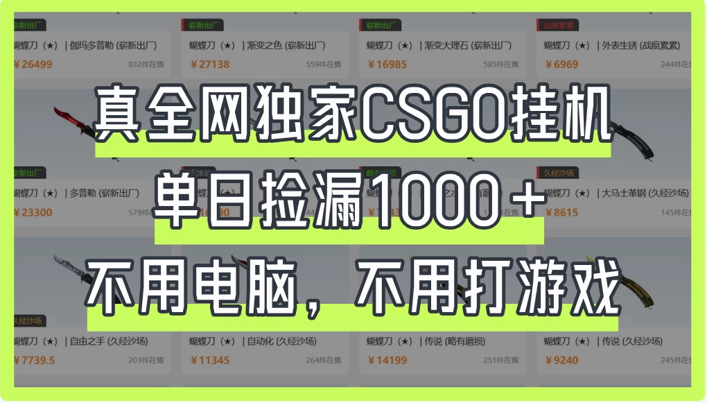 真全网独家CSGO挂机,单日捡漏1000+,不用电脑,不用养号