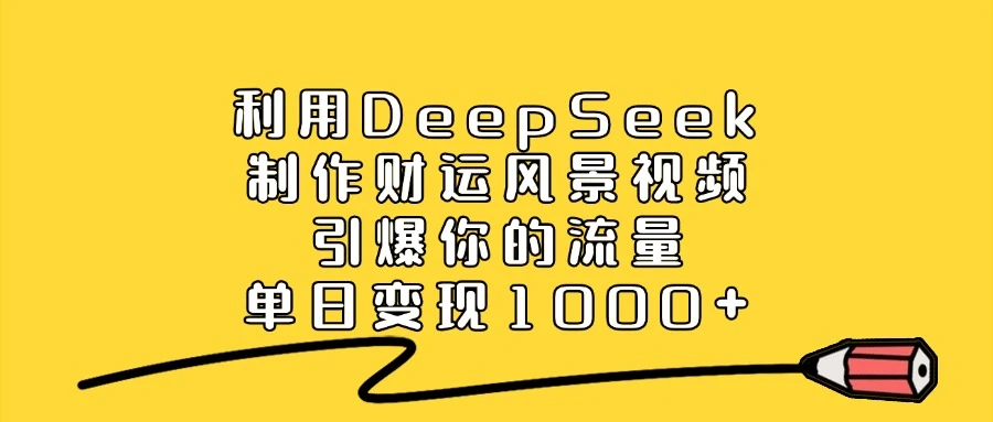 利用 DeepSeek 制作财运风景视频，引爆你的流量，单日变现 1000+
