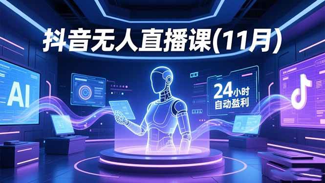 抖音无人直播课（11 月）：AI 实景、数字人、绿幕、多种玩法、24 小时自动盈利