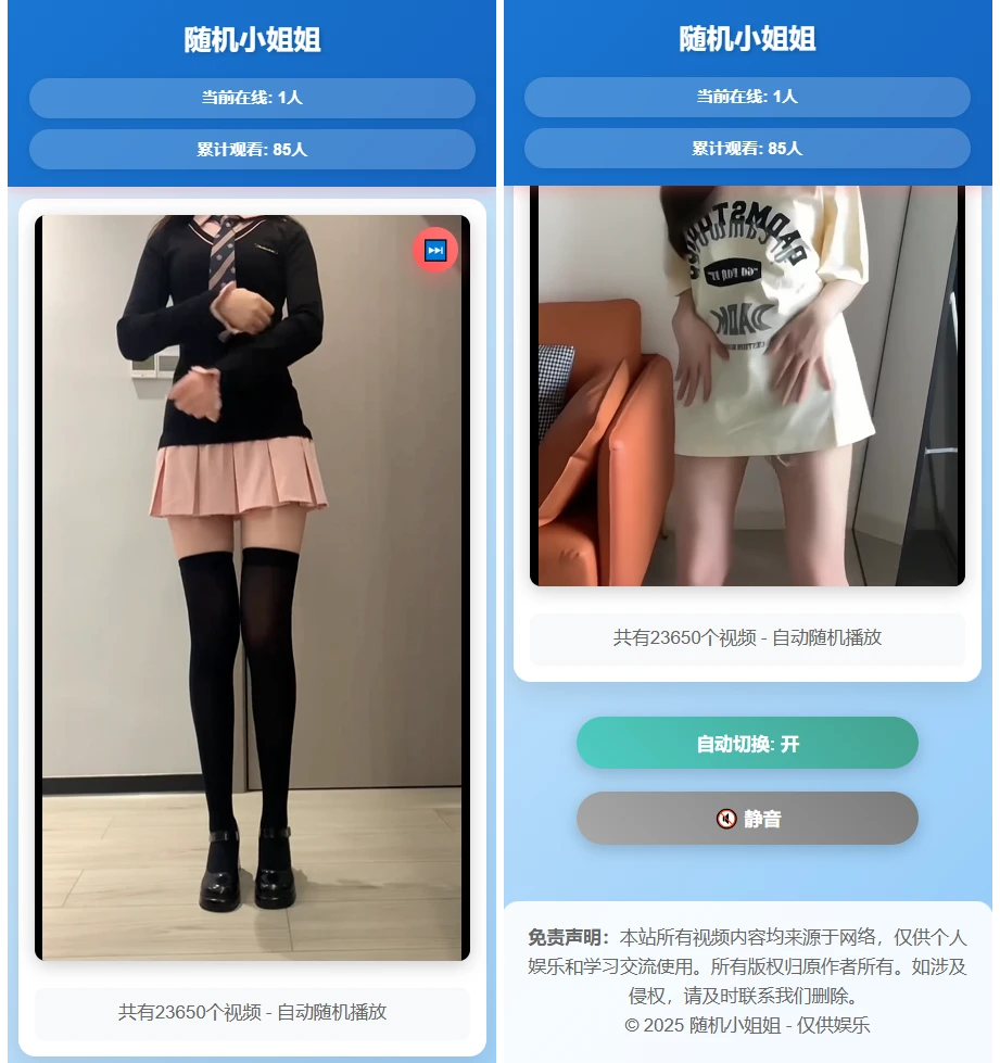 随机美女热舞全新 UI 带后台版 4.0 自适应双端，自带 2w+ 部接口