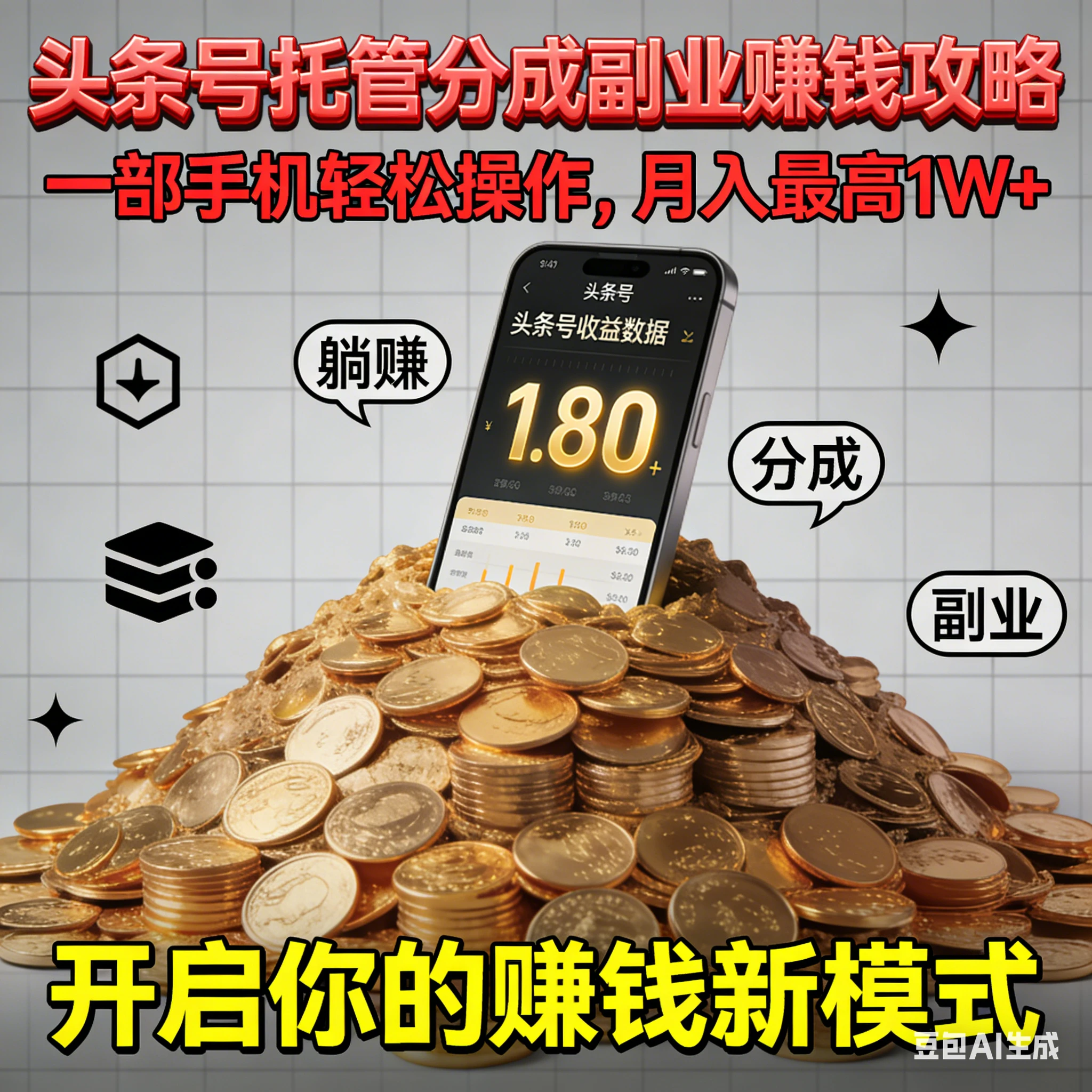 全程托管今日头条,一部手机开干,每天5分钟,最高躺赚1W+