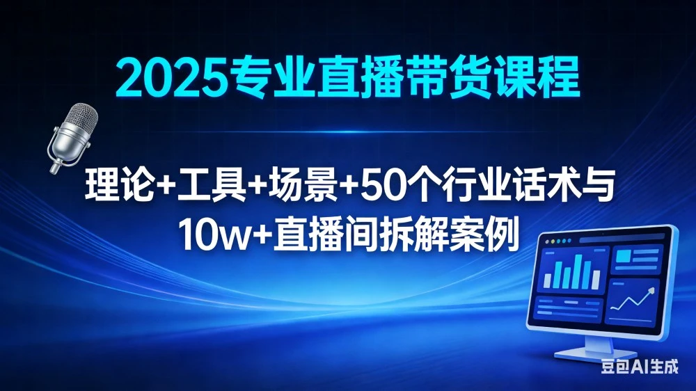 2025 专业直播带货课程：理论 + 工具 + 场景 + 50 个行业话术与 10w+ 直播间拆解案例