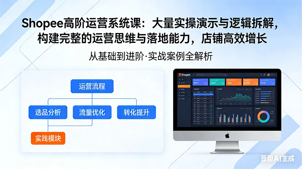 Shopee 高阶运营系统课：大量实操演示与逻辑拆解，构建完整的运营思维与落地能力，店铺高效增长