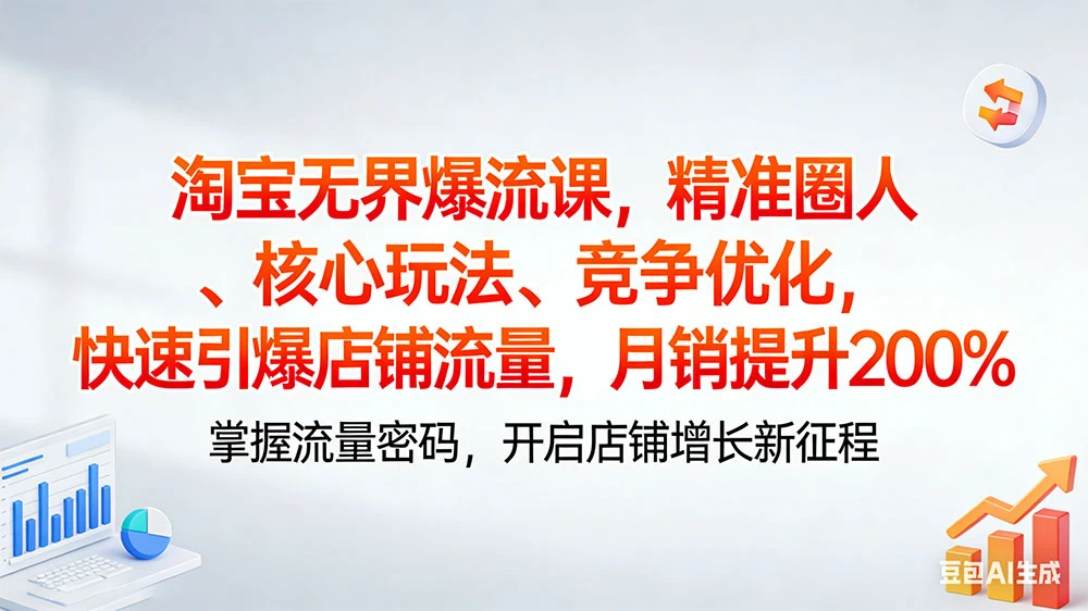 淘宝无界爆流课，精准圈人、核心玩法、竞争优化，快速引爆店铺流量，月销提升 200%