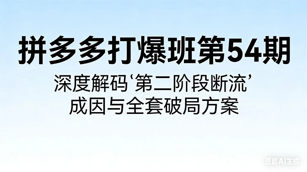 拼多多打爆班第 54 期：深度解码“第二阶段断流”成因与全套破局方案