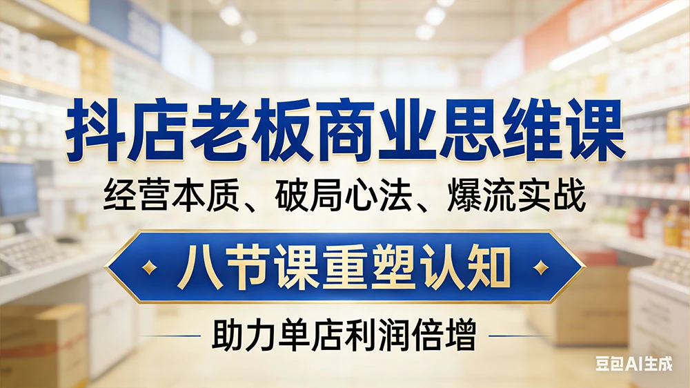 抖店老板商业思维课,经营本质、破局心法、爆流实战,八节课重塑认知,助力单店利润倍增