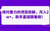 绝对暴力的项目拆解，月入 2w+，新手直接跟着做【揭秘】