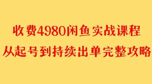 外面收费 4980 闲鱼无货源实战教程，单号 4000+