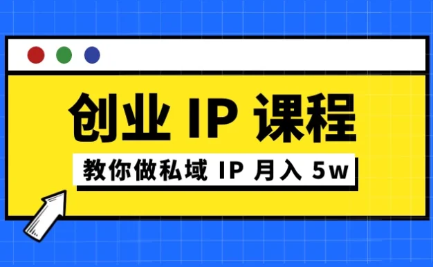 价值 2980 创业 IP 课程,教你做私域 IP 月入 5w