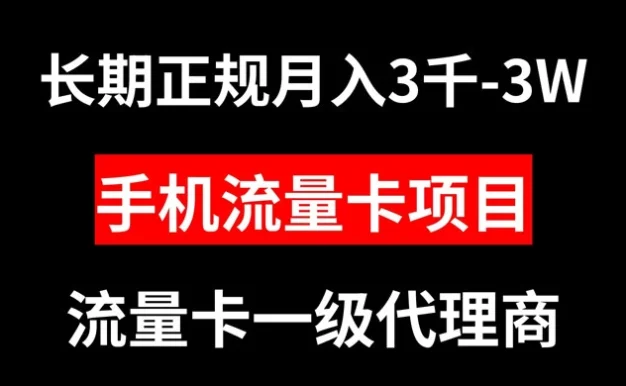 手机流量卡代理月入 3000-3w 长期正规项目