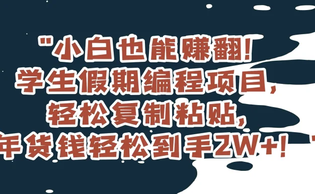 小白也能赚翻!学生假期编程项目,轻松复制粘贴,年货钱轻松到手2W+
