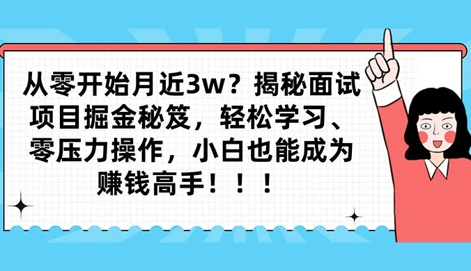 从零开始月入近3w?揭秘面试项目掘金秘笈,轻松学习、零压力操作,小白也能成为赚钱高手