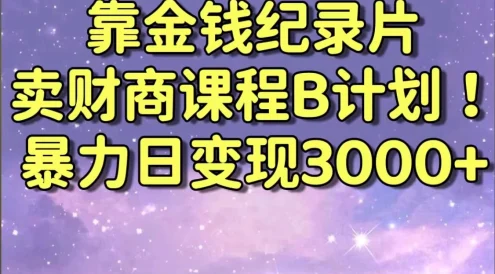 靠金钱纪录片卖财商课程，暴力日变现3000+，喂饭级干货教学！！