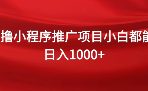 0撸小程序推广项目，日入四位数，零基础小白也能做