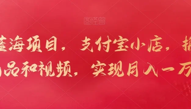 新蓝海项目,支付宝小店,搬运商品和视频,实现月入一万+