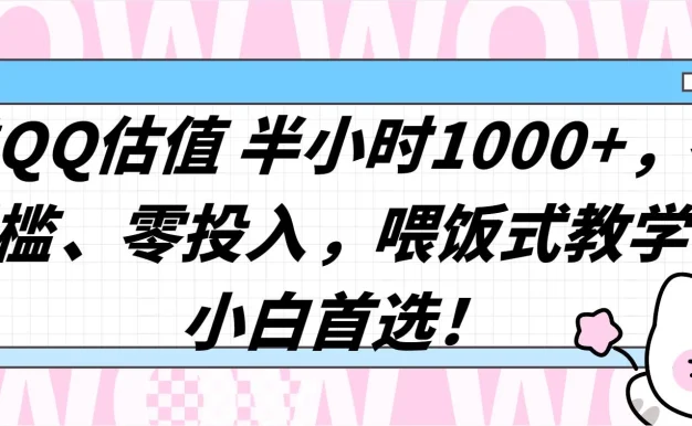 QQ 估值半小时 1000+,零门槛、零投入,喂饭式教学,小白首选!