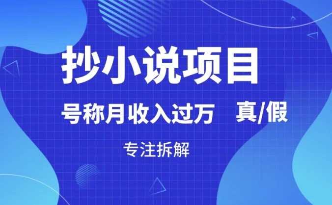 抄小说项目，号称月入过万，到底是否真实，能不能做，详细拆解