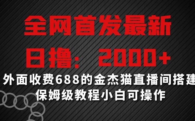 全网首发最新,日撸2000+,外面收费688的金杰猫直播间搭建,保姆级教程小白可操作