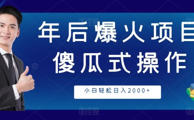 年后爆火项目，傻瓜式操作，收益稳定，小白轻松日入2000+