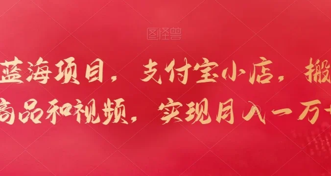新蓝海项目，支付宝小店，搬运商品和视频，实现月入一万+