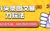 外面收费1980的今日头条图文爆力玩法，务必抓住这个机遇