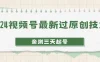 2024视频号最新过原创技术，亲测三天起号，收益稳定，单日500-1K