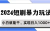 蓝海项目 2024短剧暴力多种玩法，小白必备，轻松实现日入1000+