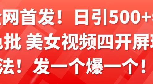 全网首发!日引500+老色批 美女视频四开屏玩法!发一个爆一个!