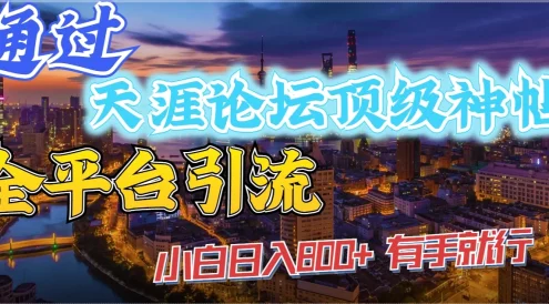 通过天涯论坛顶级神帖全平台引流，小白日入800+，有手就行
