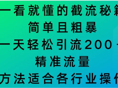 一看就懂的截流秘籍,简单粗暴,一天轻松引流200+精准流量 方法适合各个行业操作