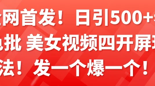 全网首发！日引500+老色批 美女视频四开屏玩法！发一个爆一个！
