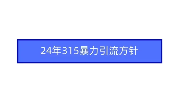 24年315暴力引流方针 爆款筛选让你快速热门+变现