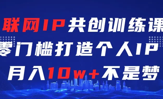 互联网IP共创训练课  零门槛打造个人IP  轻松月入2w+