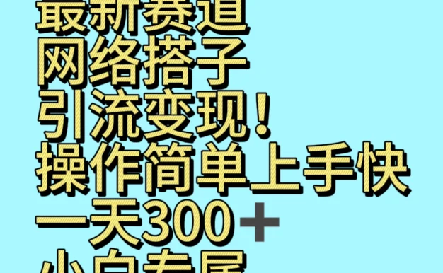 最新赛道网络搭子引流变现!操作简单上手快,一天300+,小白专属