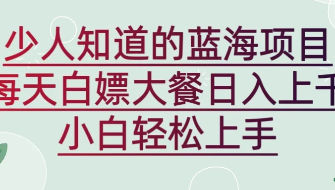 新蓝海长期项目,白嫖大餐日入上千,小白轻松上手