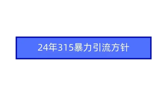 24年315暴力引流方针 爆款筛选让你快速热门+变现