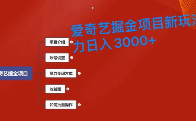 爱奇艺掘金新玩法，暴力日入3000+，全套保姆式课程