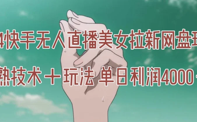 单日利润4000＋快手美女无人挂播，网盘拉新3.0玩法，男粉转化率超高！