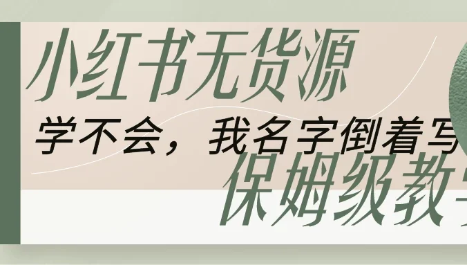 全网最详细小红书无货源电商教学,学不会,我就改名字