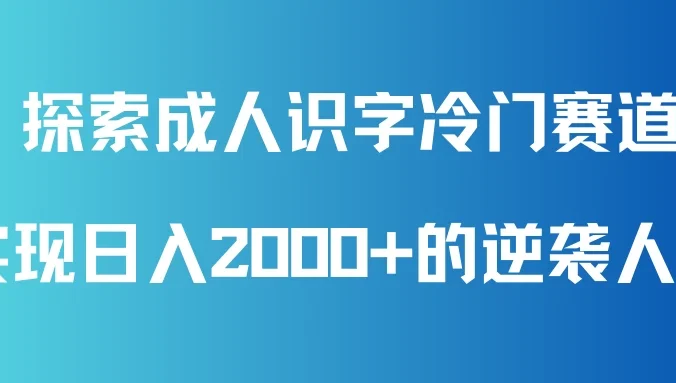 探索成人识字冷门赛道,实现日入2000+的逆袭人生!