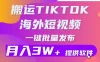 搬运海外短视频，多平台发布，月入3W+有手就行小白3分钟上手，0门槛