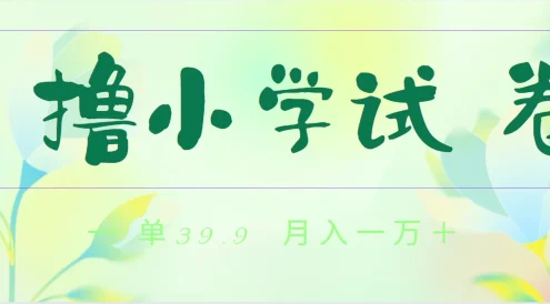 全网独家蓝海冷门项目,0撸小学试卷,一单39.9,小白可做,简单无脑月入一万+的好项目