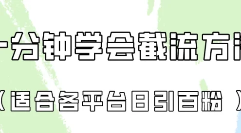 十分钟学会各大平台截流，矩阵日引几百创业粉（像素级教程）